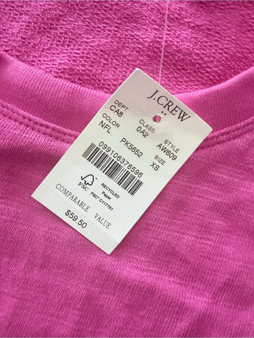 J. Crew Factory Women's Crewneck matching joggers set in Hot Pink